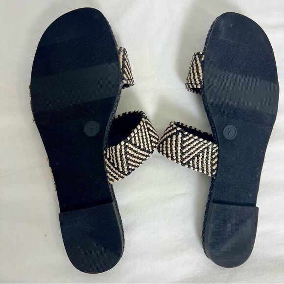 UNIVERSAL THREAD NWOT Woven Slide Sandal Flat Double Strap Black Cream Size 7 - Picture 9 of 10